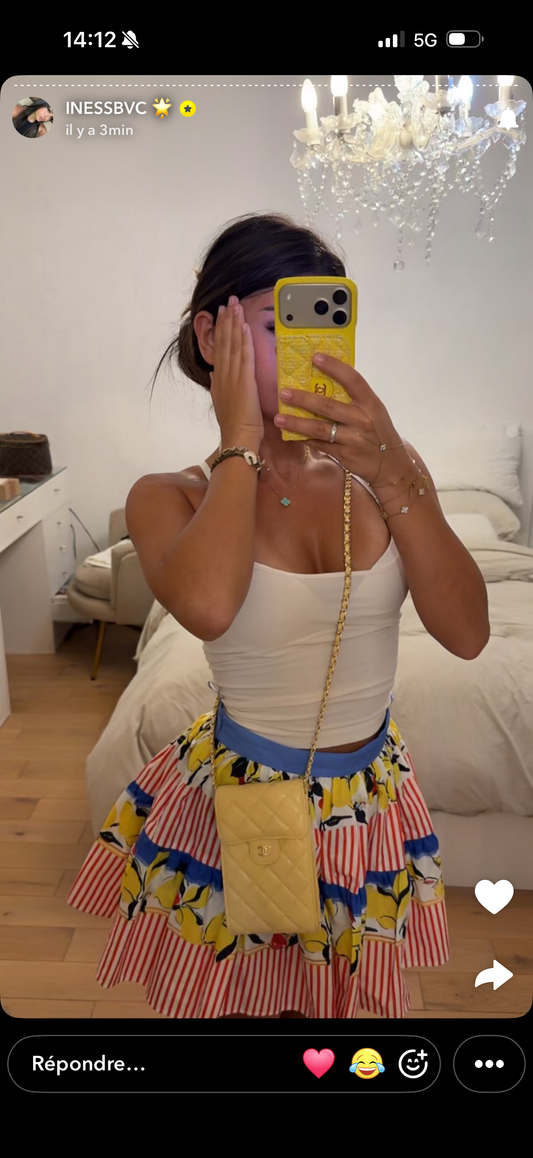 Pochette longue jaune bandoulière