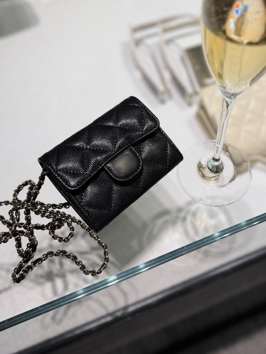 Mini sac « le petit parisien » noir grainé finition doré🍒